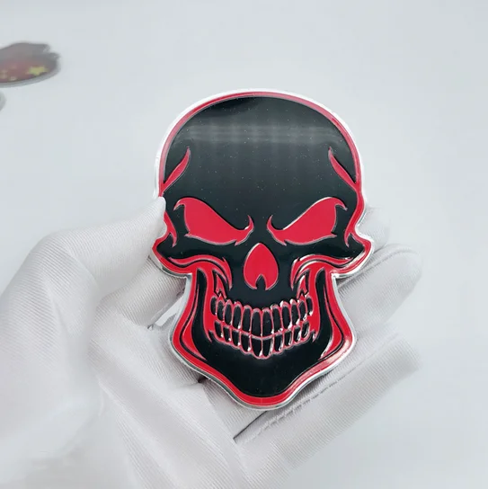 

Auto Stickers Metal Skull Shape Chrome Badge Emblem Decal Motorcycle Car Accessories