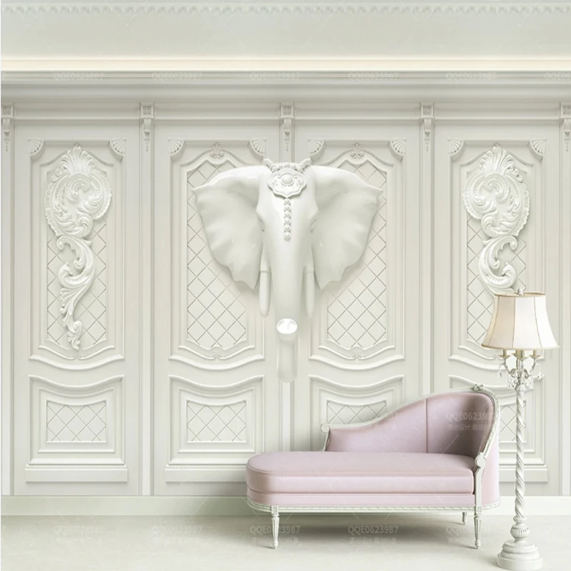 

Wallpaper Home Decoration Beautiful Embossed Elephant Carved Simplistic European Mural Wallpaper 3d