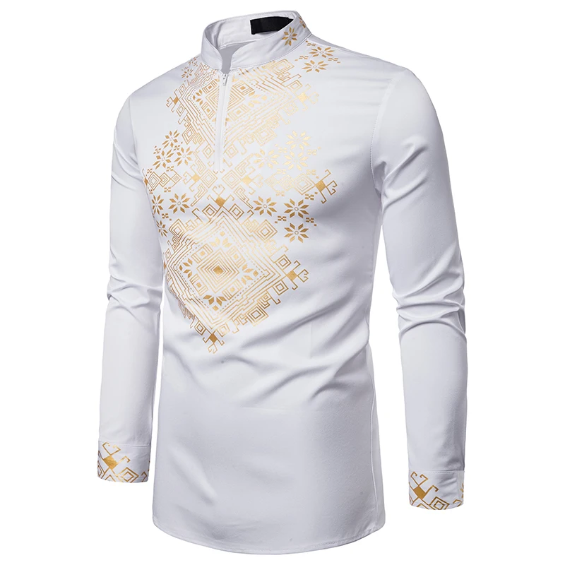 MJARTORIA 2019 Мужская африканская золотая полированная водолазка на молнии с высоким