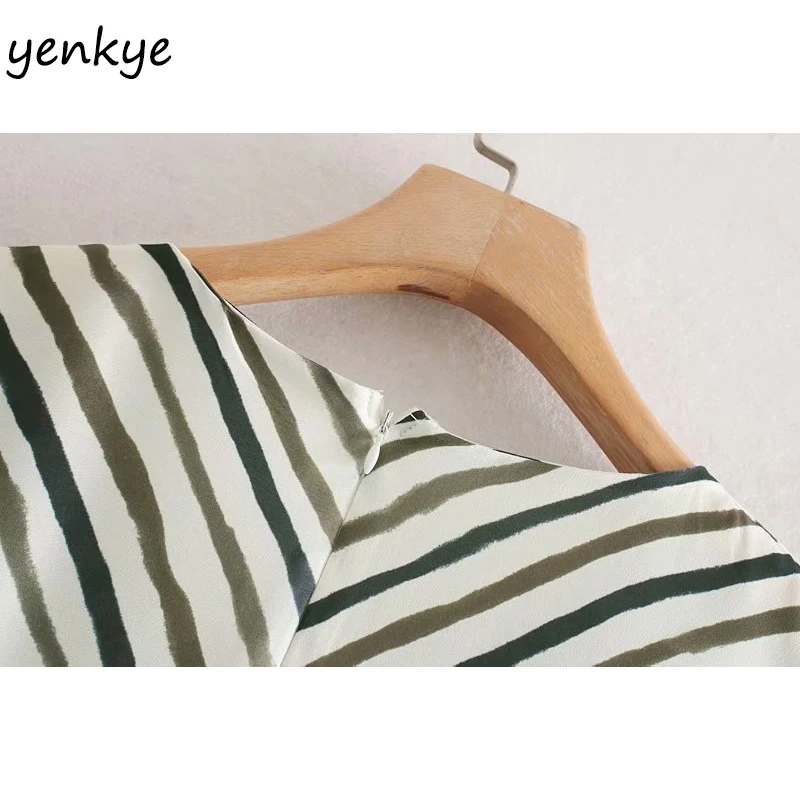 2019 женское винтажное платье в полоску с v-образным вырезом и длинным рукавом