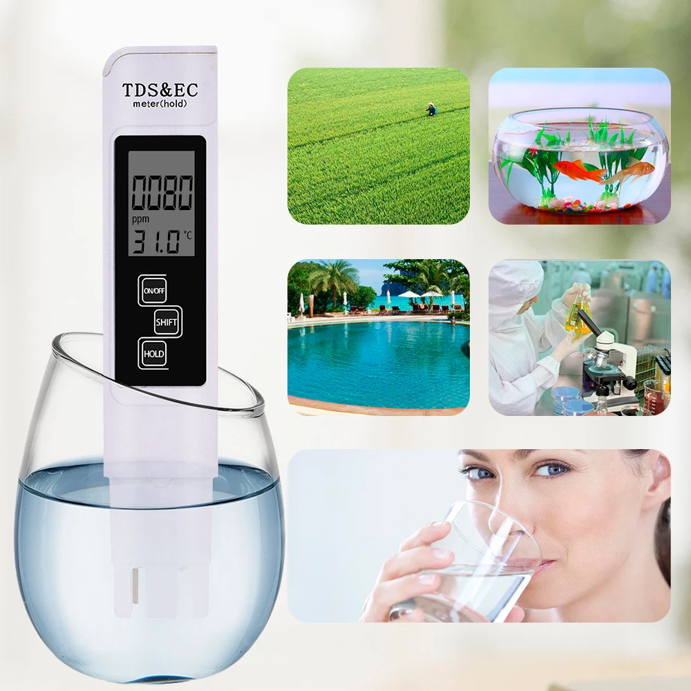 2 шт. Цифровой измеритель PH 0 14 тестер 20% PPM TDS EC ЖК дисплей Чистота воды аквариумный