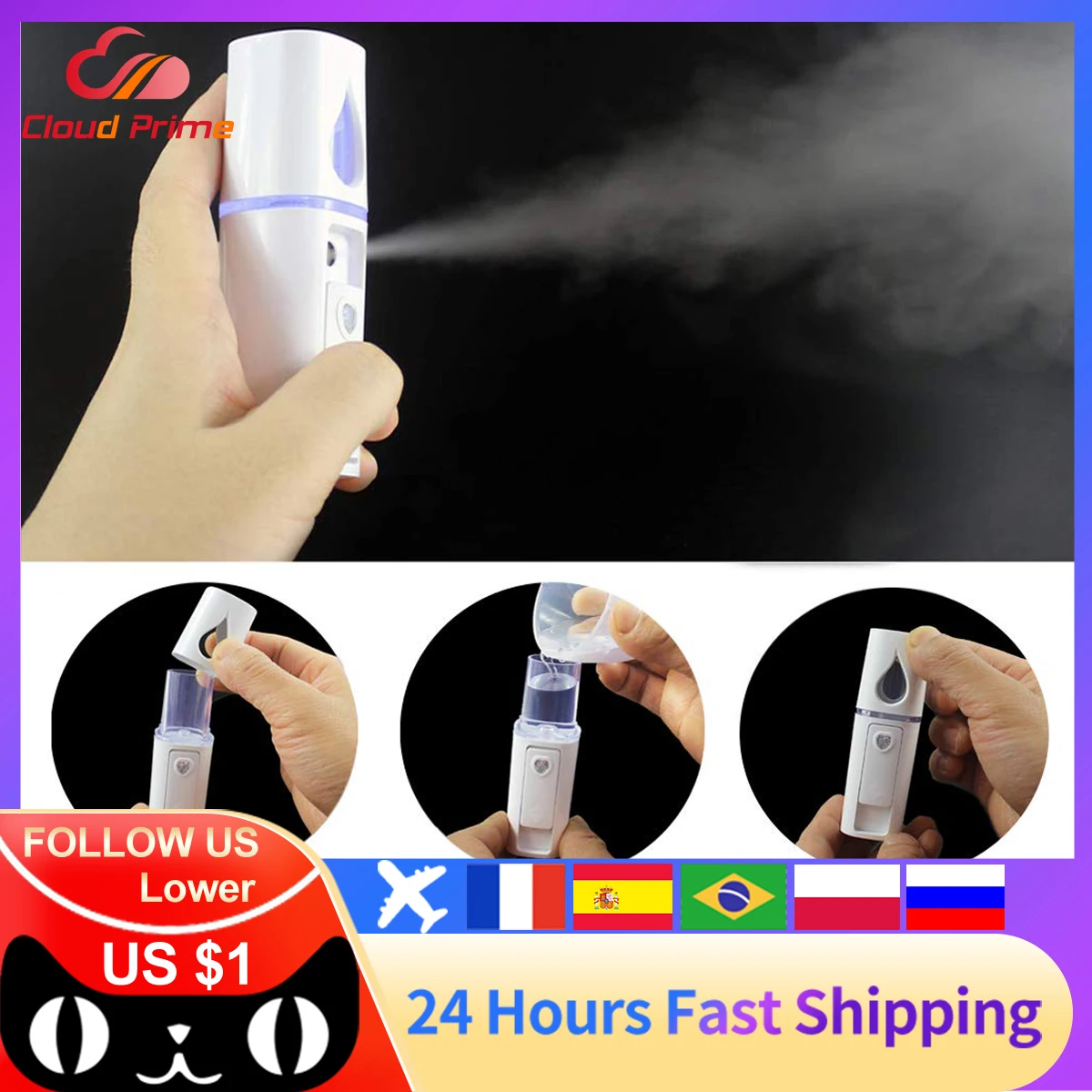 

Hydrating Nano Facial Sprayer Mini Facial Steamer Face Mist Steamer Mini Handy Mist Sprayer USB Rechargeable Nano Facial Mister