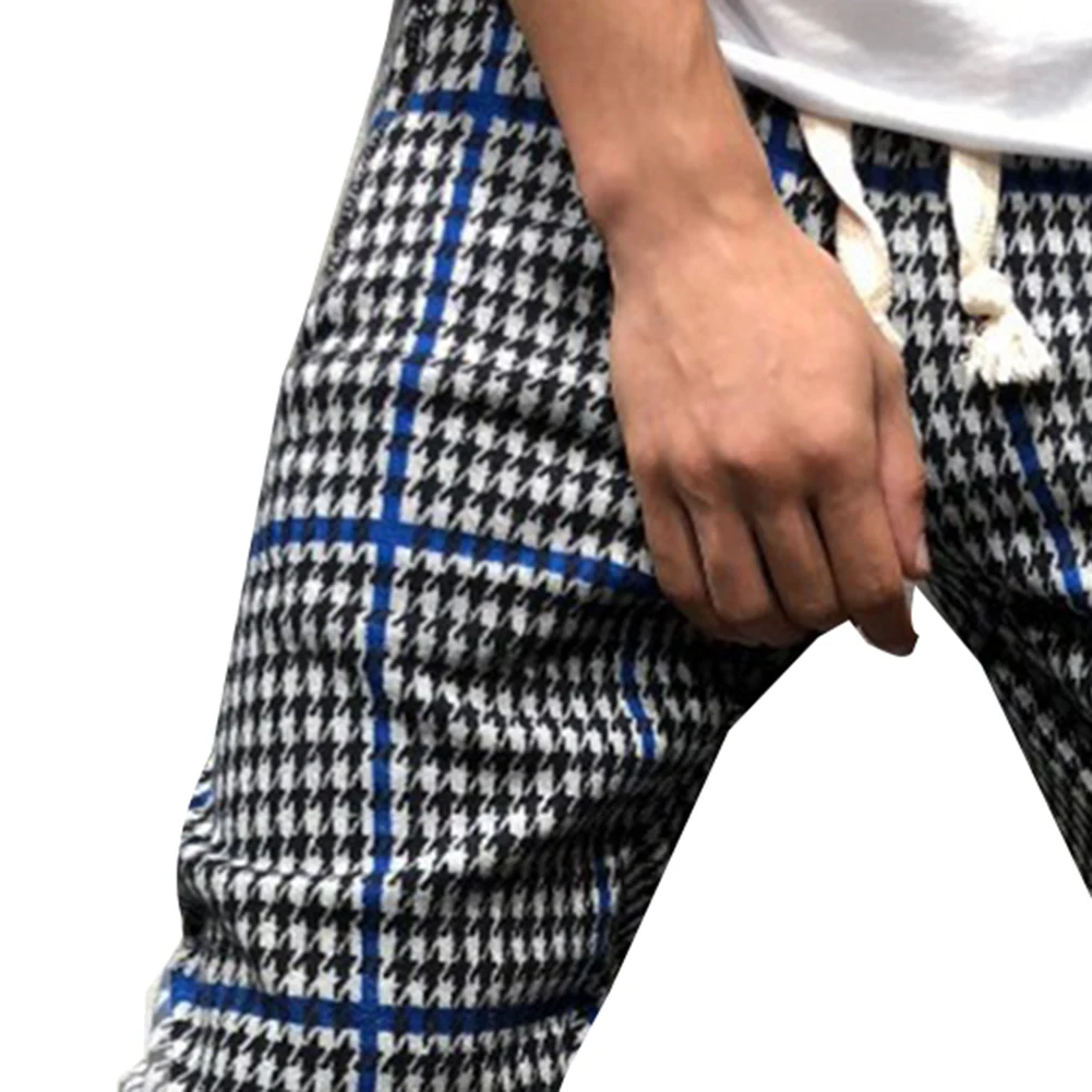 Спортивные полосатые брюки для отдыха мужские с принтом гусиная лапка и