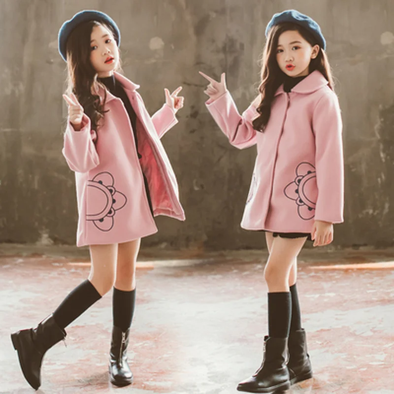 Одежда для девочек осень зима 2019 Новое Детское модное толстое теплое шерстяное