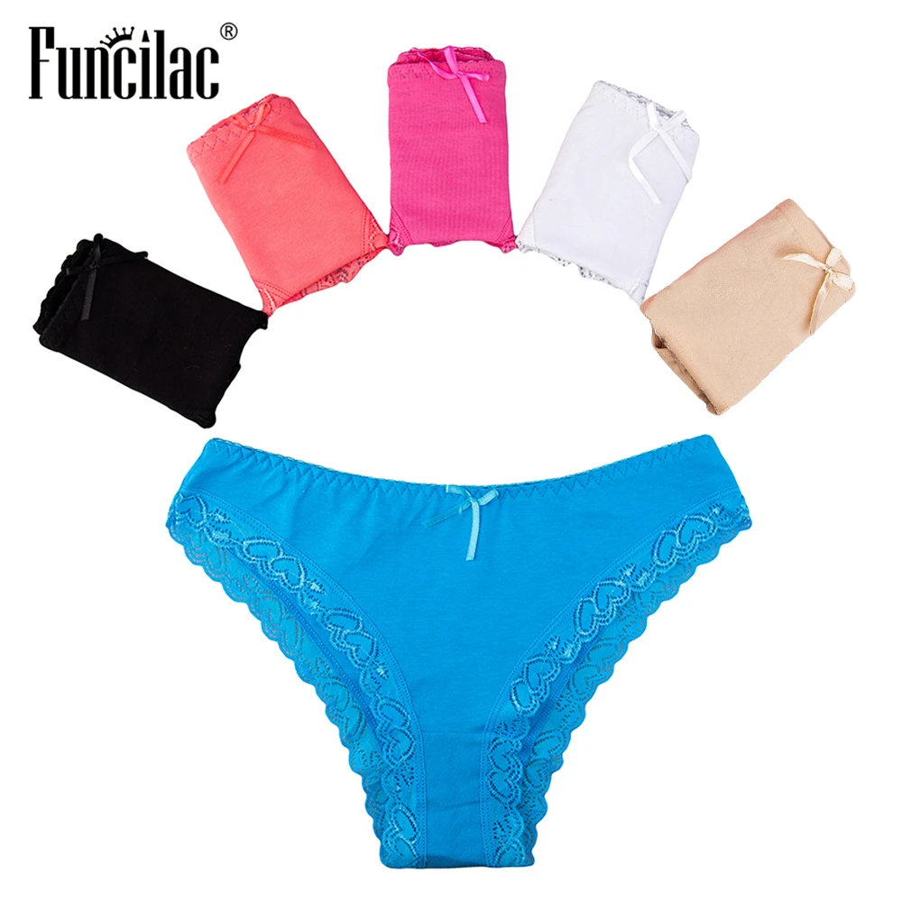 FUNCILAC трусы для женщин плюс размер сексуальные кружевные подштанники одноцветные