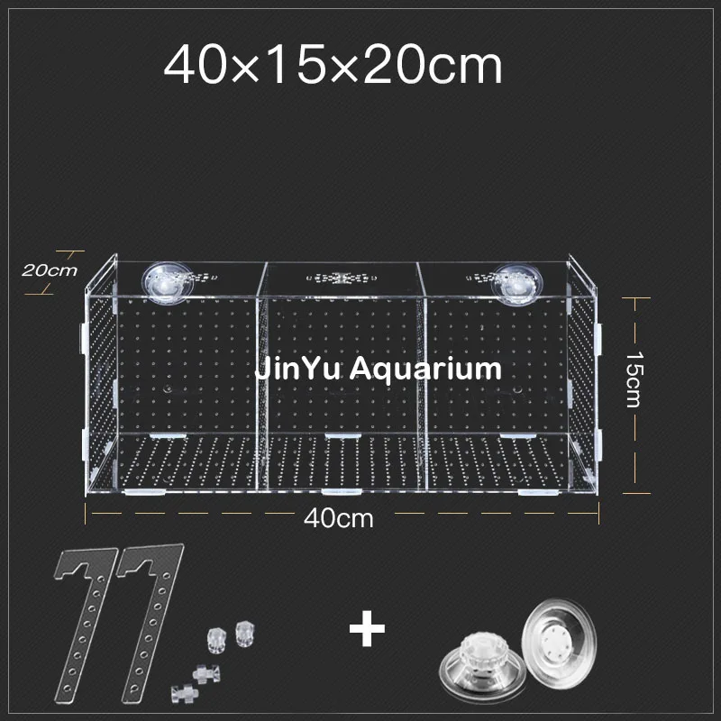 40x15x20cm 3 rooms Guppy baby sick fish отдельная коробка аквариумная рыбка закрывающаяся коробка инкубатория изолированный защитный отдельный блок arcylic аквариум - Цвет: 40x15x20cm 3 rooms
