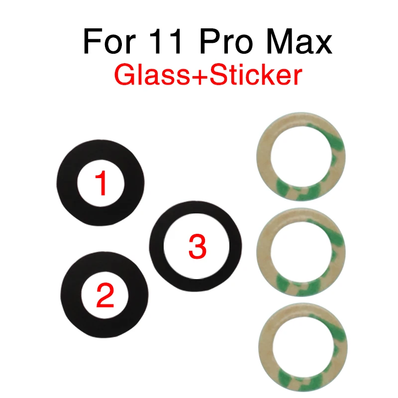 

10Set/Bag Rear Camera Glass For iPhone 7 8 X XS XR 11 12Promax Back Camera Glass Lens Cover With 3M Adhesive Replacement Par