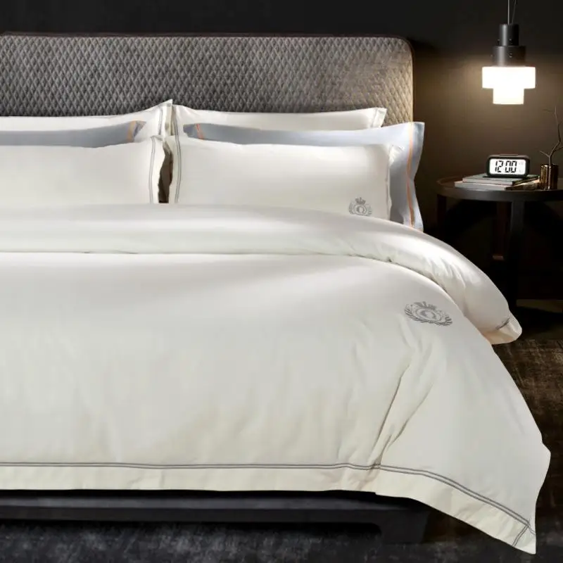 

30 Egypt Cotton Sanding Simple Hotel Style Bedding Set Warm Duvet Cover Set Bed Sheet Pillowcases Queen King Size 4Pcs
