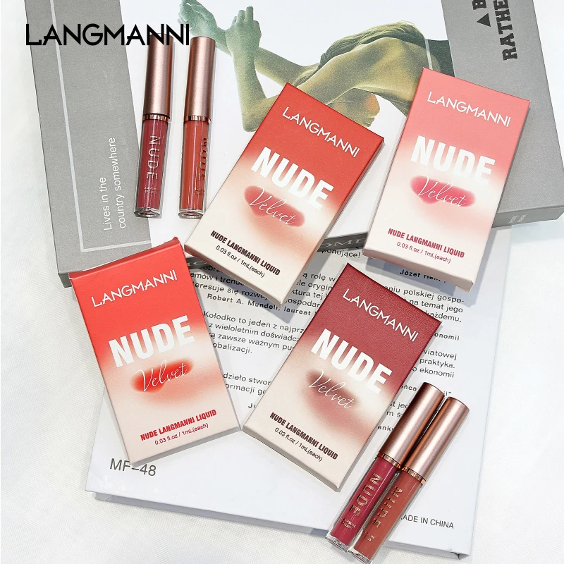 

4 Pcs/Set Lip Gloss Velvet Matte Lipstick Waterproof Long Lasting Lip Gloss Non-Blooming Non-Fading Lip Makeup Cosmetics TSLM1