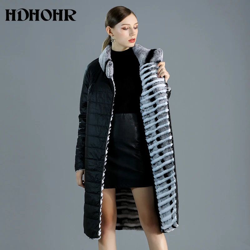 HDHOHR Новая высококачественная шуба из кролика Рекс женская Двухсторонняя куртка из натурального меха модная шуба из кролика рекс s Женская