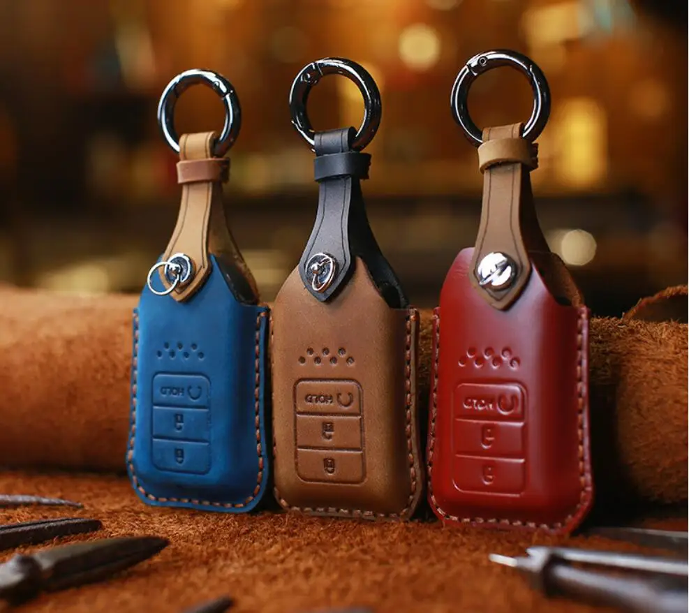 Чехол для ключей ручной работы из натуральной кожи Honda Civic CRV Pilot 2019 2018 2017 |