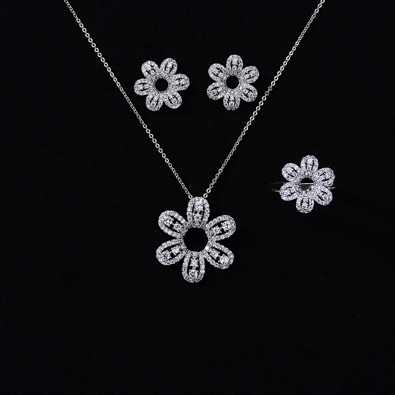 Комплект ювелирных изделий HADIYANA цветочный дизайн женское свадебное ожерелье