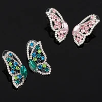 luxury colorful rhinestone butterfly wing stud earrings wedding jewelry for women exquisite crystal charm big butterfly earrings