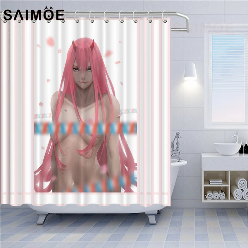 Занавеска для душа привлекательных девушек 3D занавеска Zero Two в стиле аниме ванной