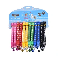 pack of 12 pet bell collars dog collars pet cat puppy buckle high quality nylon collar with bells 6 colors