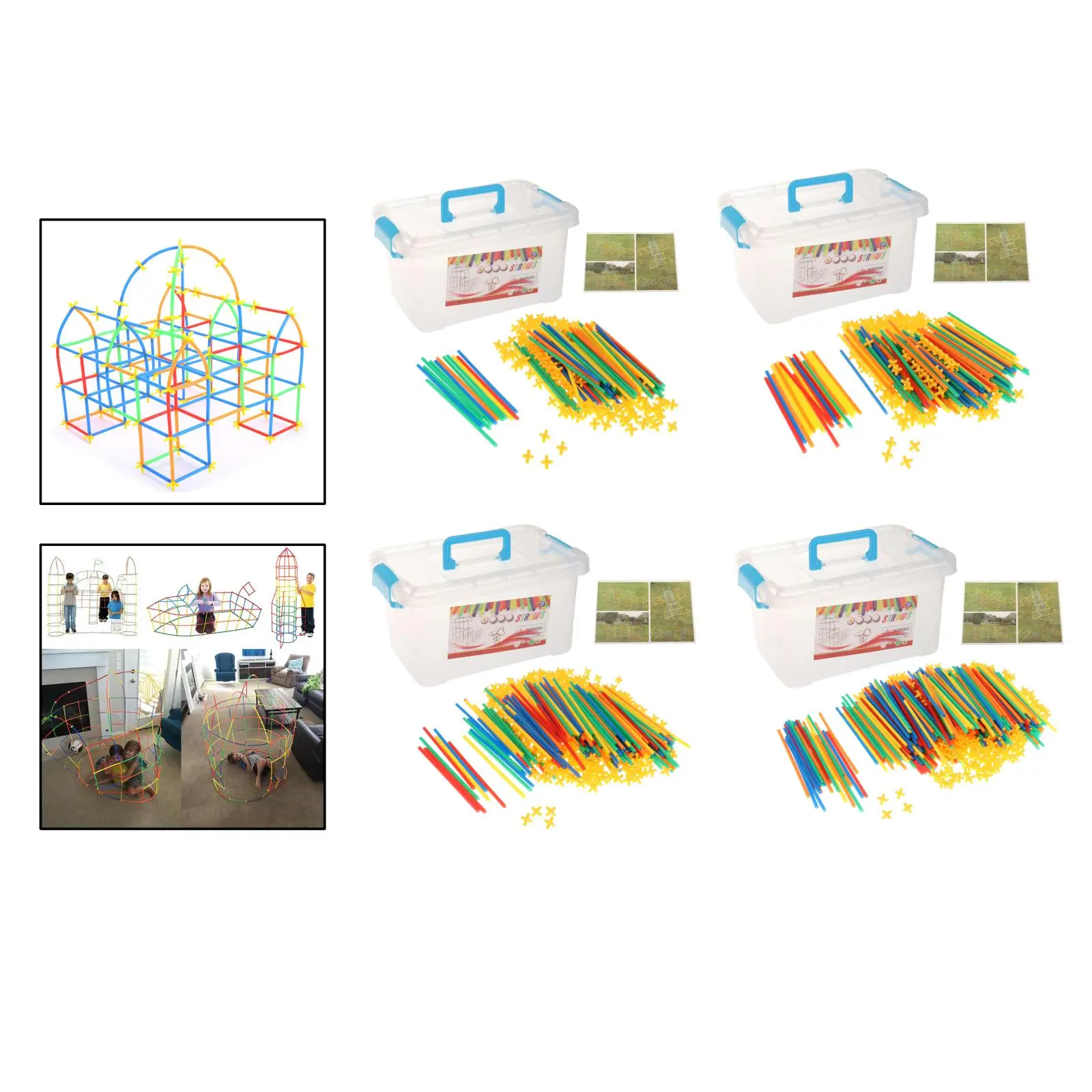 

300/400/500/600pcs Straw Constructor Interlocking Enginnering Toys Straws and Connectors Set Educational Toys Indoor Outdoor