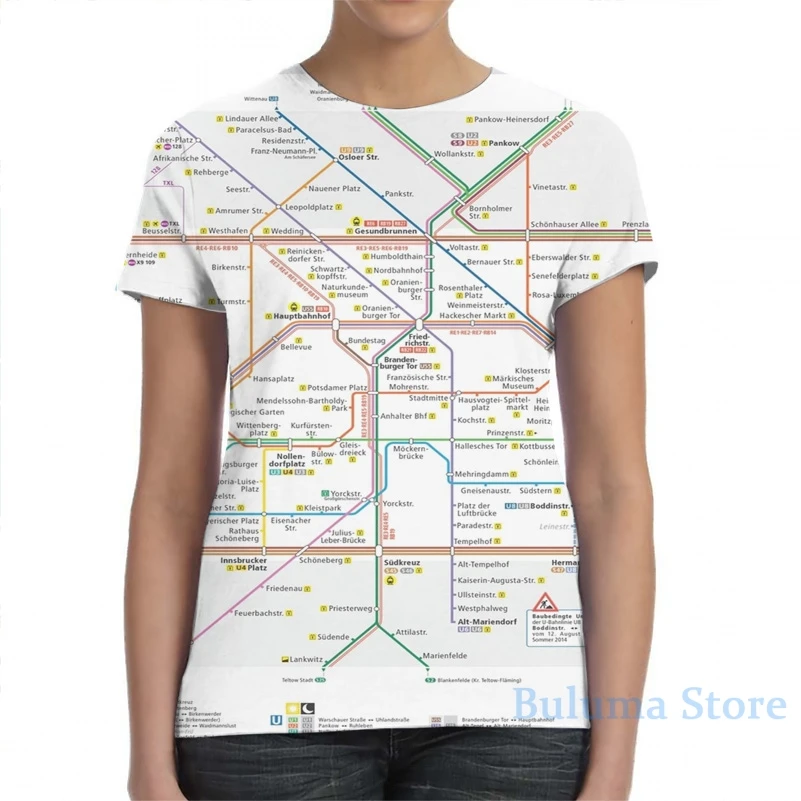 Футболка для мужчин и женщин модная рубашка с принтом карты Берлина т. Д. коротким