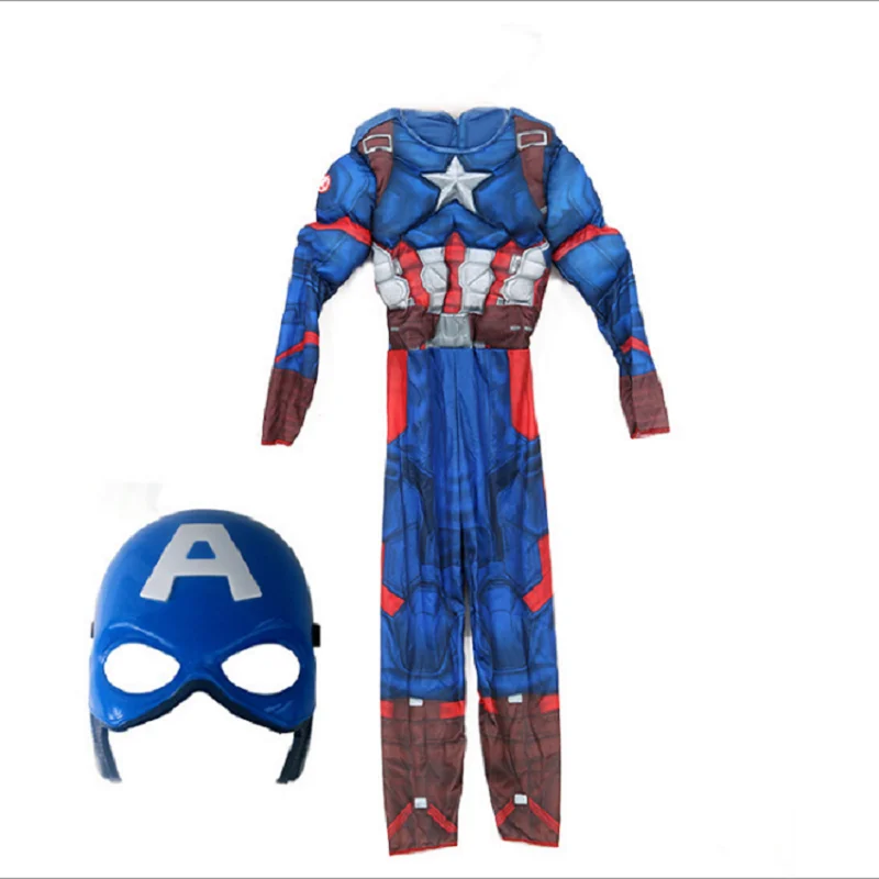 Дети Мышцы костюм Капитана Америка Мстители детский Косплей Hero Детский на