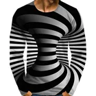 Мужские рубашки Графический Оптическая иллюзия размера плюс футболки с длинными рукавами и принтом на весну и лето уличная преувеличенный топы с круглым вырезом