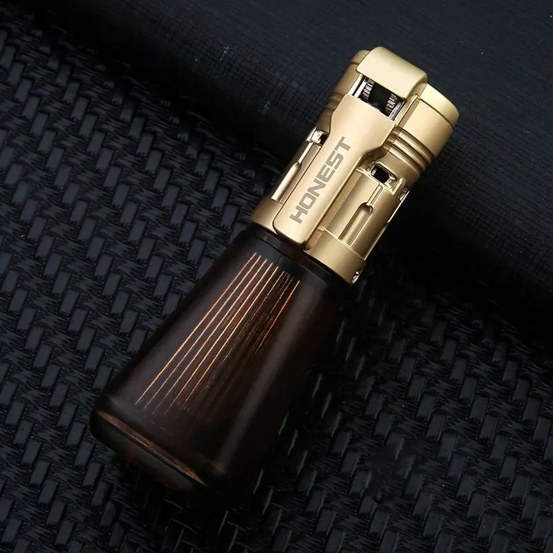 

HONEST Windproof Triple Flame Jet Lighter Unusual Butane Gas Grinding Wheel Lighters Cigarette Cigar Lighter Ignition Tool