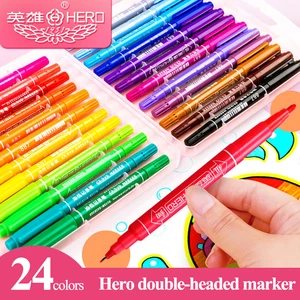 Двусторонние цветные масляные маркеры Hero 887, 1224 цветов, Студенческие маркеры для ручной живописи, ручка с крючком, компактная ручка с диском