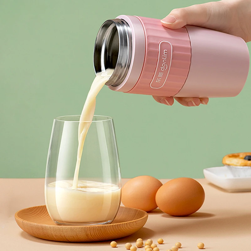 

220V Soymilk Machine Portable Electric Juicer Automatic Heatable Soya-Bean Milk Rice Paste Maker Filter-free Insulation 250ml