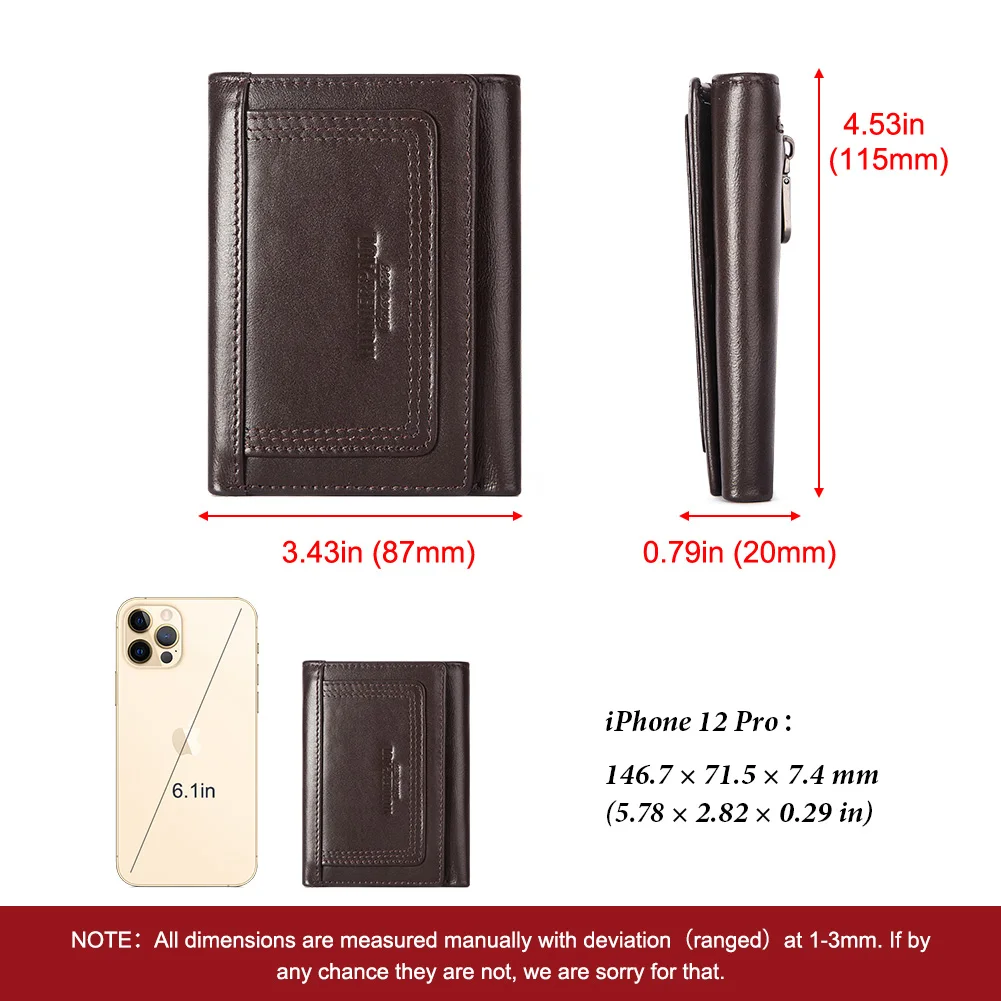 HUMERPAUL Wallet for Men Genuine Leather RFID Cards Holder Purse Fashion Slim Trifold Casual Wallets with Coin Pocket Male 20023 5