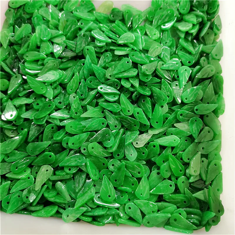 DIY натуральные зеленые нефритовые бусины листья нефрита подвеска изумрудные