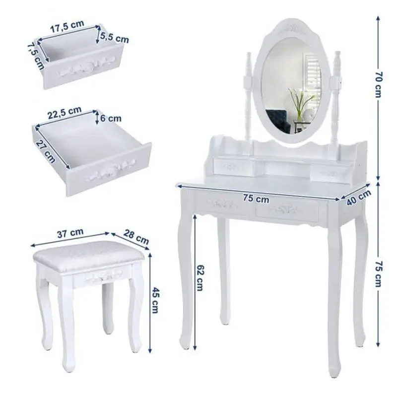 

Nordic Dresser For Bedroom Dressing Table Stool Small Apartment Modern Minimalist Single Dressing Table With Light Mirror HWC