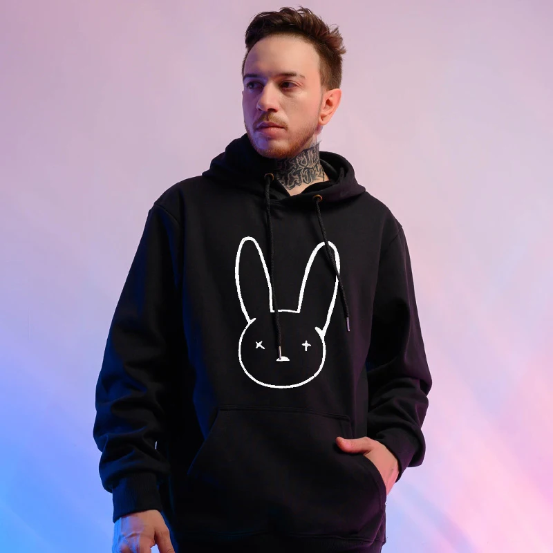 Men's Hoodies Bad Bunny Hoodie New Fashion Long Sleeve Hipster Pullover Tops coat Printing Clothing Man Woman | Мужская одежда