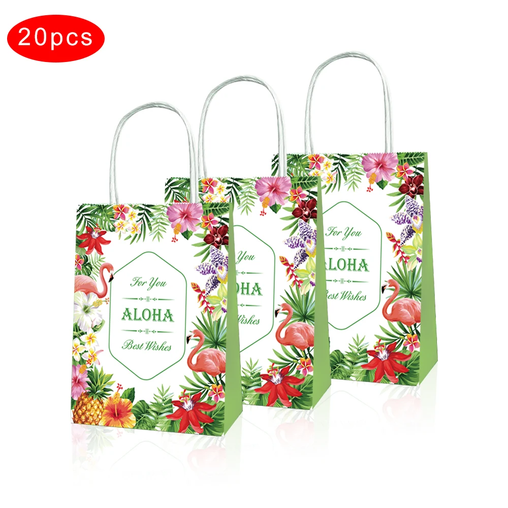 20 штук летняя Гавайская вечерние подарочные пакеты Aloha Фламинго цветок сумки