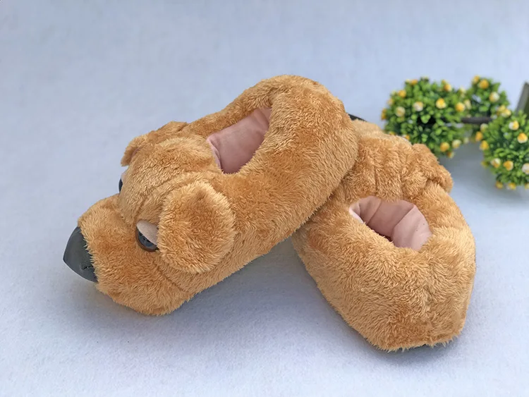 Зимние домашние тапочки унисекс с милым рисунком собаки хлопковая обувь для