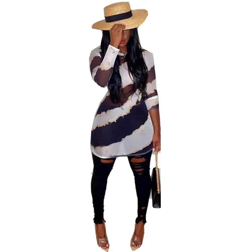 Женское новое модное сексуальное мини-платье с круглым вырезом в полоску цветное