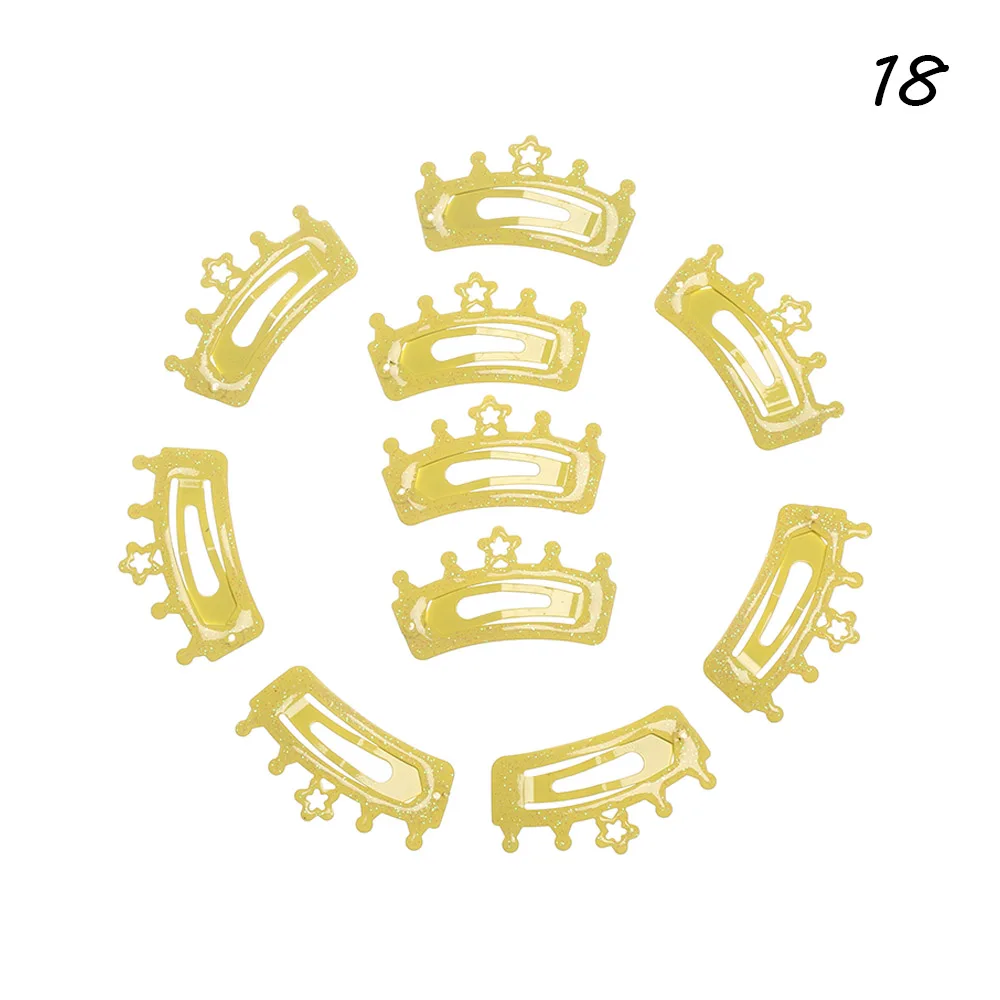 18 10 шт. Новая мода Звезда Корона Блестящий милый мультфильм Бобби Pin Дети Сладкий Дети Набор залокок заколки для волос Детские украшения для волос - Цвет: 18