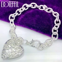 doteffil 925 sterling silver heart photo frame pendant bracelet for women charm wedding engagement party fashion jewelry