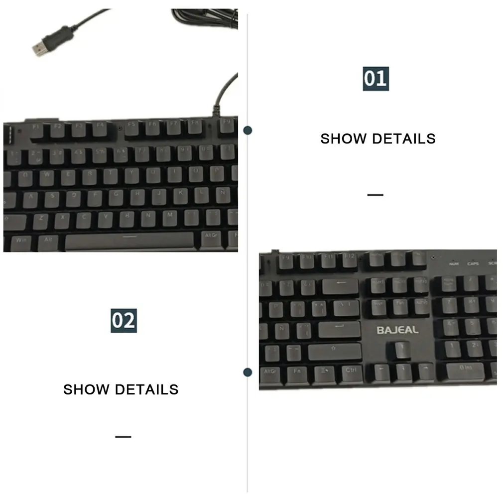 

Wired Spanish True Mechanical Durable Keyboard 104-key Green Axis Pluggable Home Office Mute Keyboard