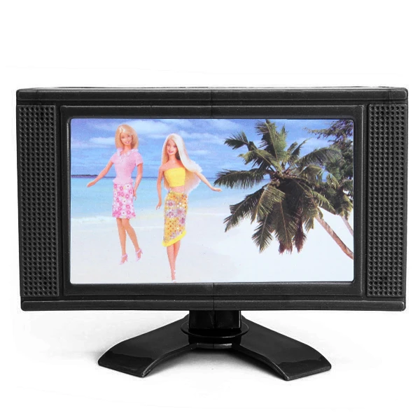 

1Pc Plastic Dollhouse Family Room Television LCD TV 3 3/8 Inch for Dolls Living Room Furniture Decor Acc Toy Random Color