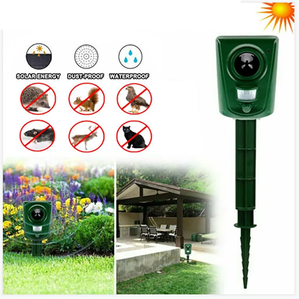 

Garden Ultrasonic PIR Sensor Solar Animal Repeller Strong Flashlight Bird Eco-friendly Solar Powered Garden Pest Animal Repeller