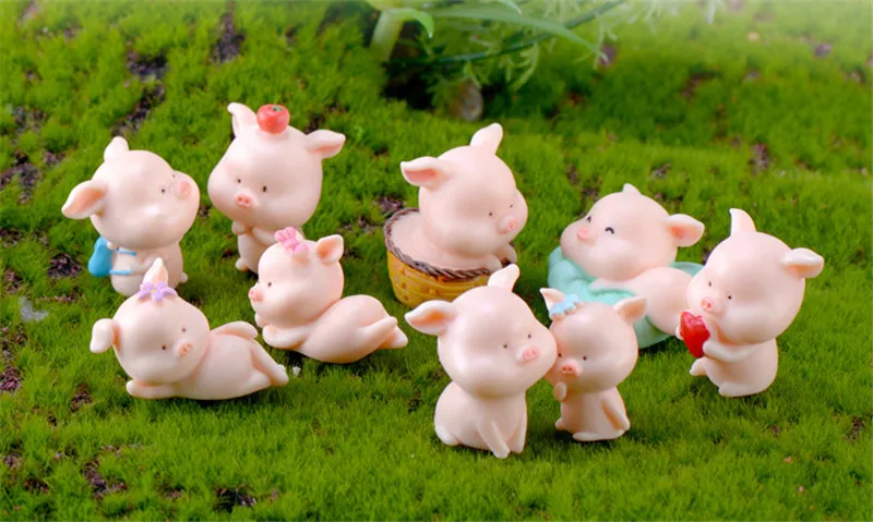Cute Cartoon Pig Figurine Model Animal piggy Family Ornaments Miniature kids Gift Garden Room Home Decoration Collection 1PC | Дом и сад
