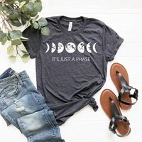 its just a phase moon shirt moon phase graphic moon 100cotton casual female clothing short sleeve tees streetwear unisex y2k