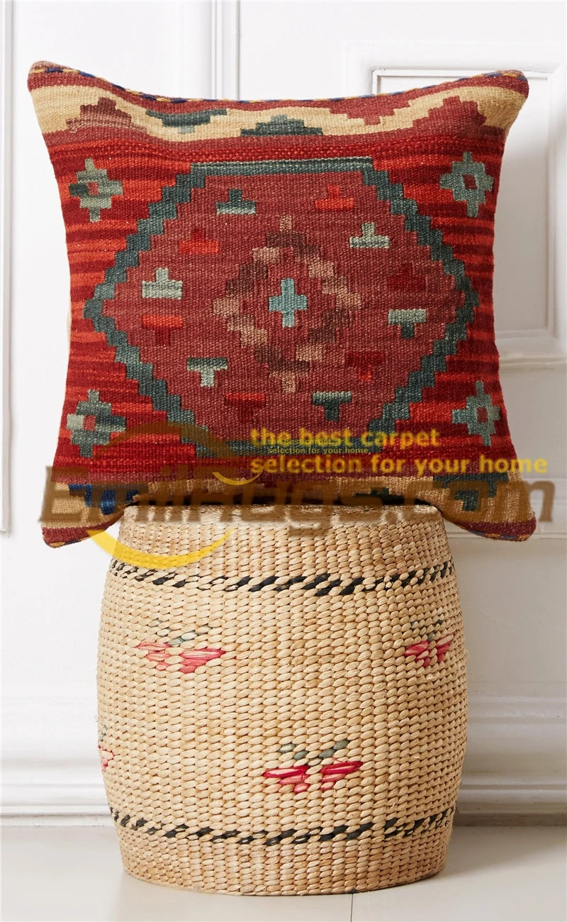 Наволочка чехол 60x60 килим ручная работа шерсть разный диван украшение
