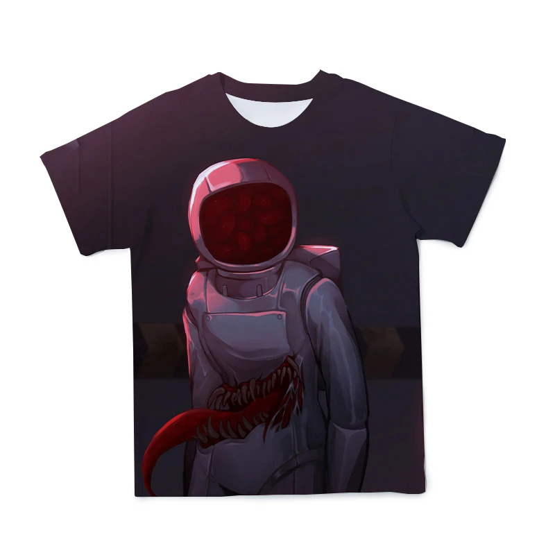

2021 Summer New Boys And Girls 3D Short-Sleeved T-Shirt O-Neck Polyester Breathable Casual Cartoon Among Us Game 4T-14T