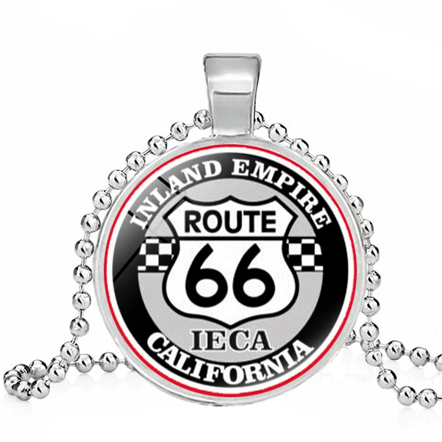 Классическое ожерелье с рисунком мотоцикла флаг США Route 66 дизайнерское