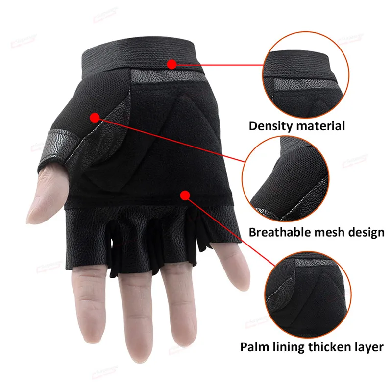 Без пальцев носимые мужские и женские кожаные мотоциклетные перчатки для езды на