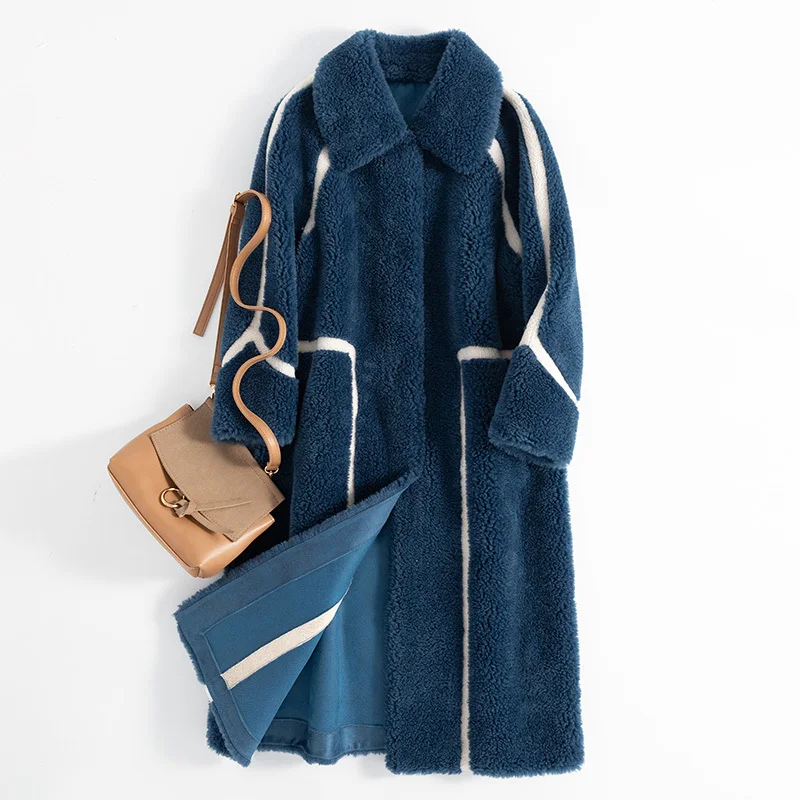 Пальто из натурального меха Корейская винтажная осенне зимняя куртка женская