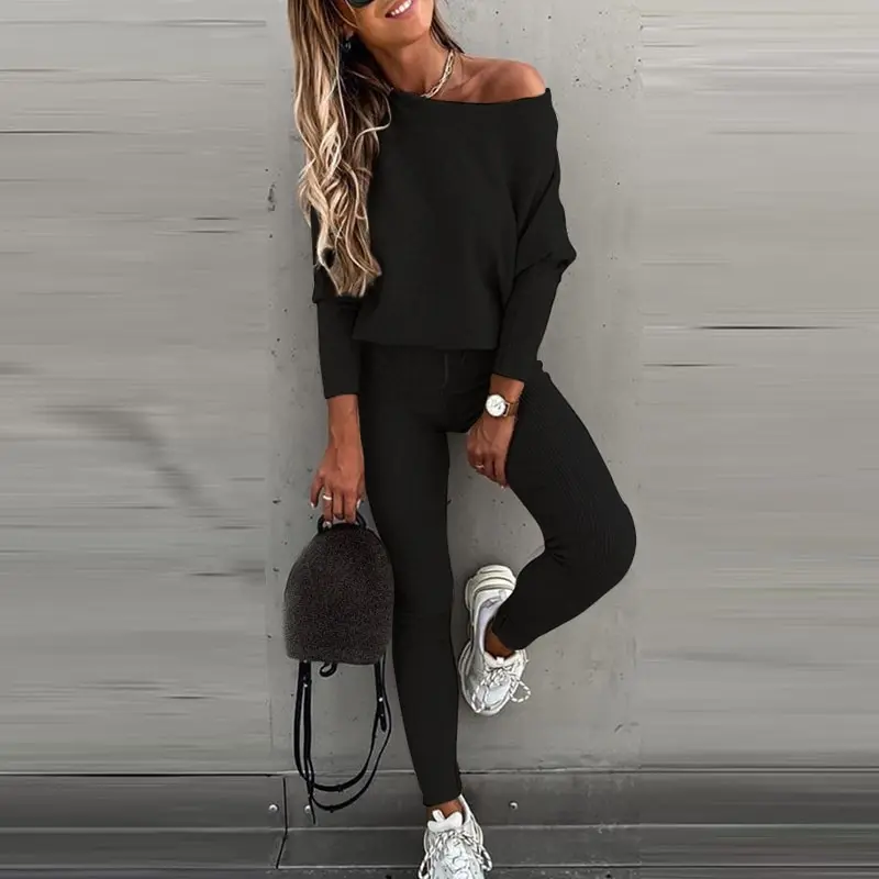 Элегантный однотонный комплект из двух предметов женские зимние пикантные