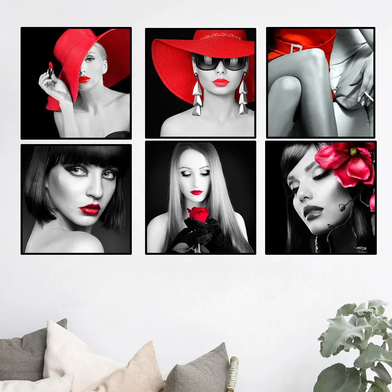 Modern Fashion Sexy Woman Poster Manicure Makeup Spa Beauty Salon Decor Canvas Painting Wall Art Prints Beauty Shop Wall Decor