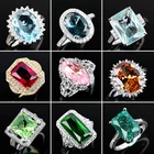 Куртка с модным геометрическим большой горный хрусталь Обручальные кольца для женщин, Классический обручение вечерние серебристый циркониевый кольцо на палец, ювелирное изделие, подарок