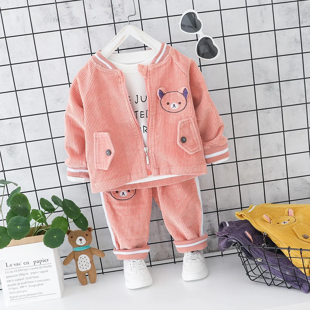 Baby boys clothing sets spring autumn toddler casual cotton coat+tops+pants 3pcs tracksuits for bebe girls infant sports suits |