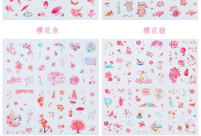 6 листов Kawaii наклейки с цветами милые канцелярские наклейки декор с кошкой наклейки для девочек DIY Скрапбукинг дневник принадлежности для альбома